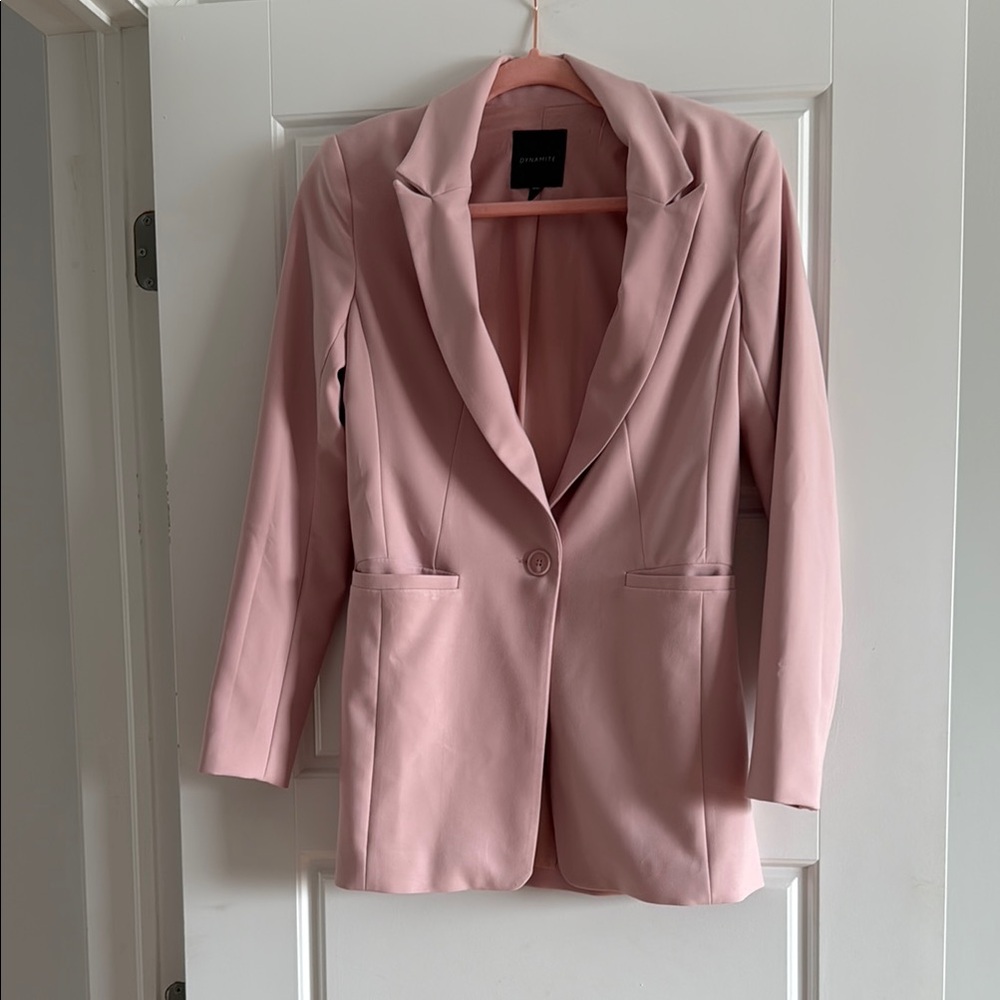 Dynamite Pink Tailored Blazer with Notched Lapels